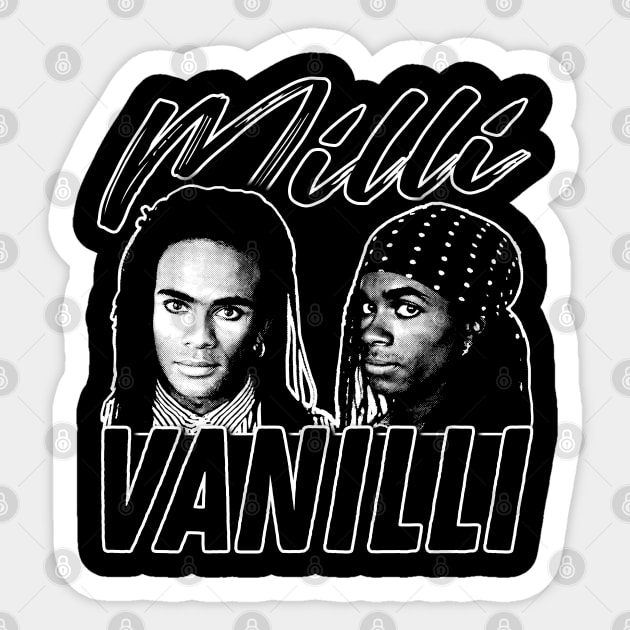 Milli Vanilli - Vintage Look Design Tribute Sticker by DankFutura